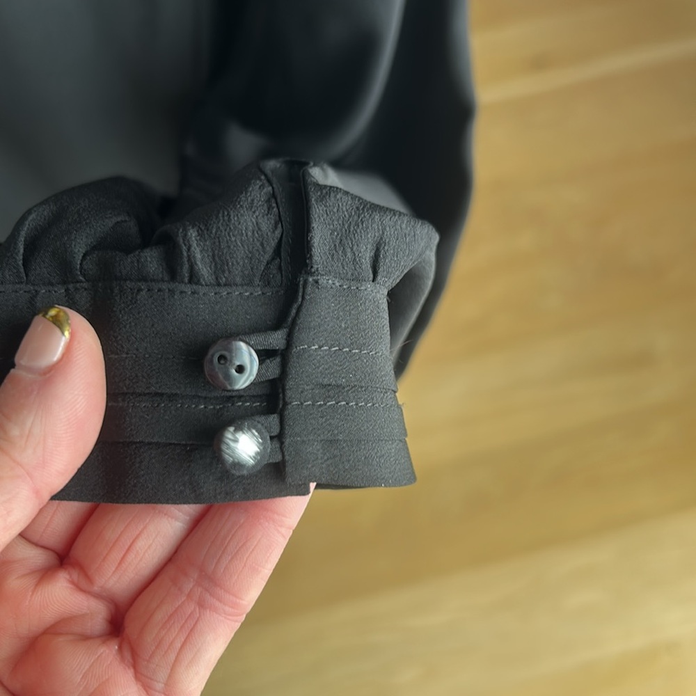 JOIE Black Silk Three Quarter Length Sleeve Shirt - Picture 6 of 8